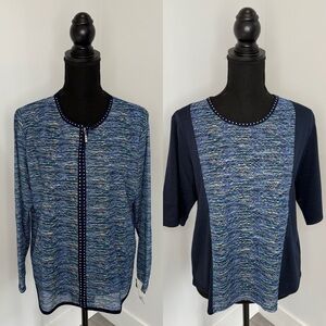 2pc Across Women’s Multi Color Short Sleeve Shirt and Long Sleeve Zip Up (L)